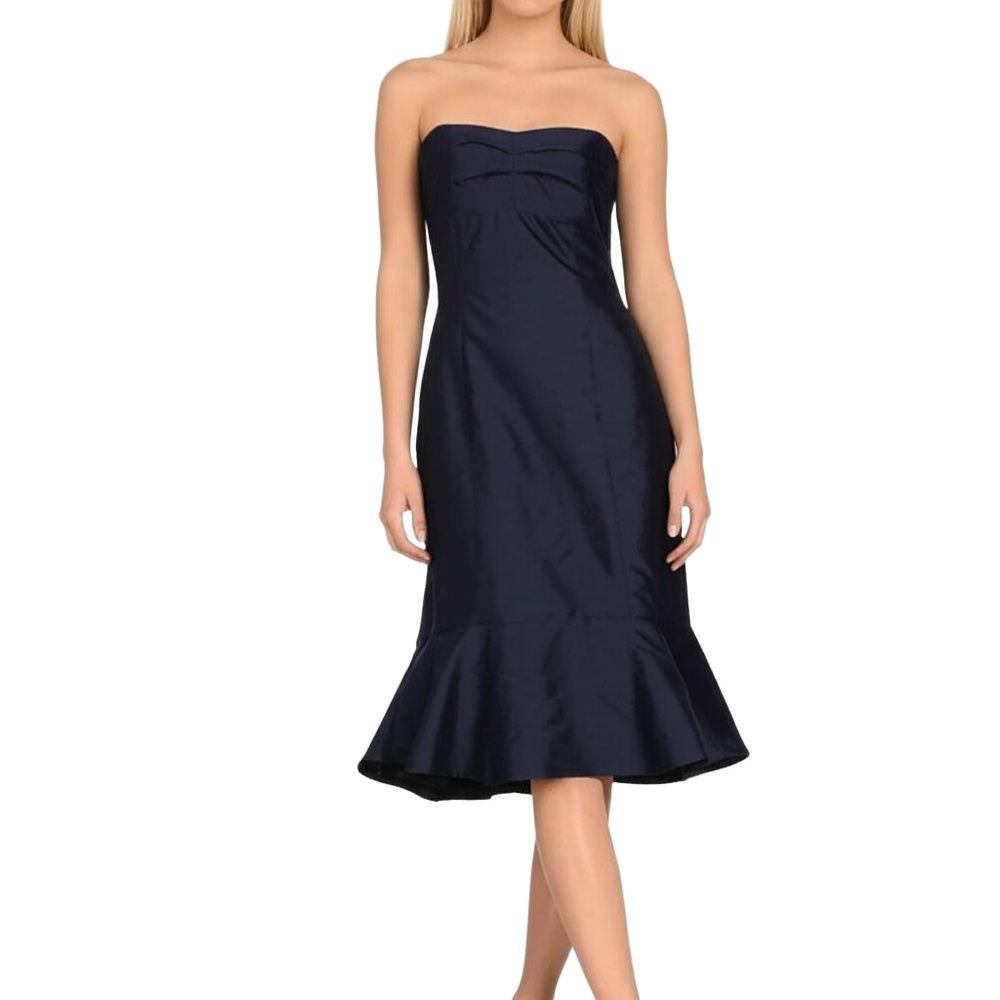 Saeyoung Vu Couture Dress Size‎ 8 Navy Blue Silk Strapless Formal Elegant Y2K